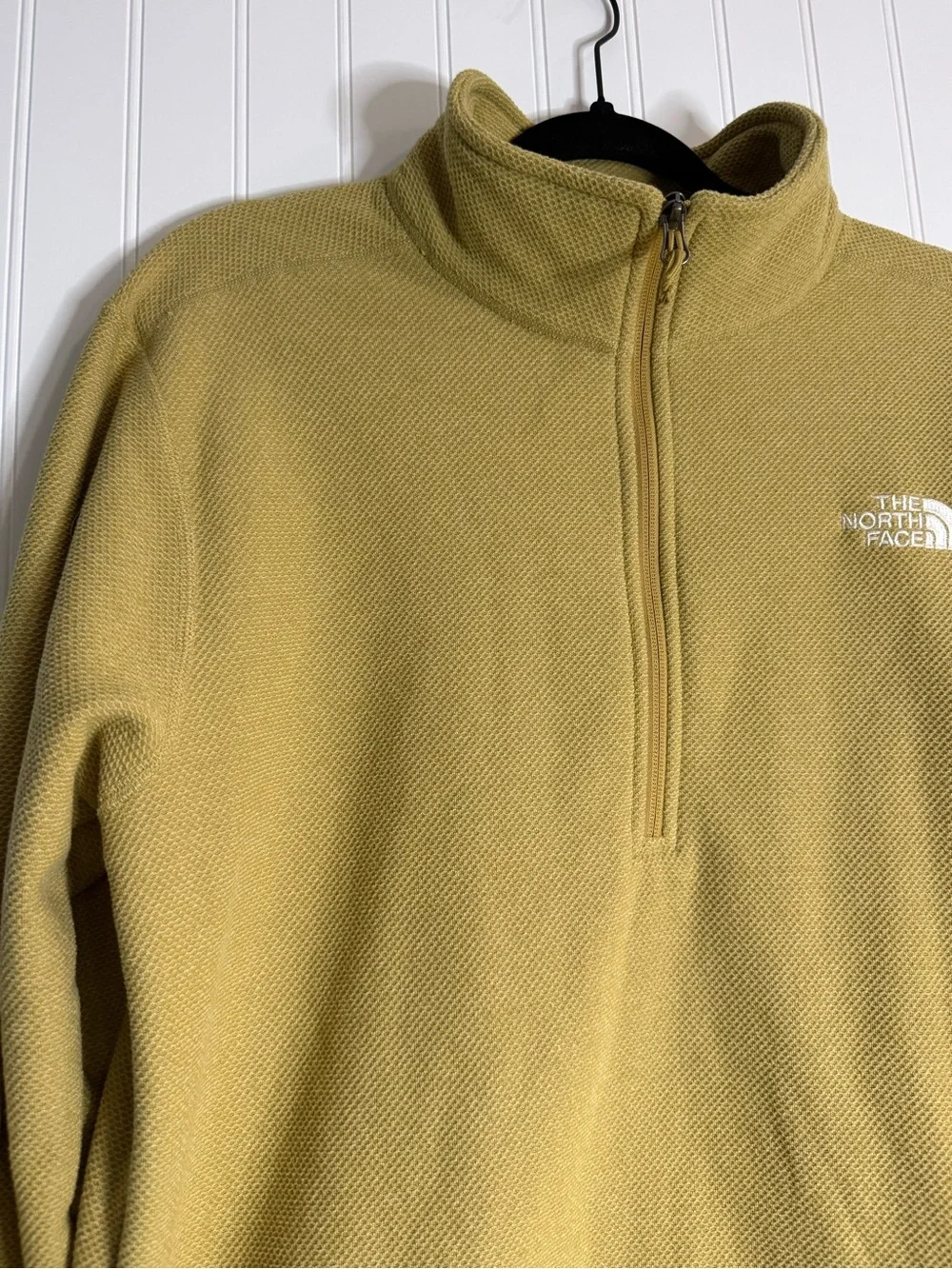 The North Face Mustard Quarter Zip Textured Fleece Pullover